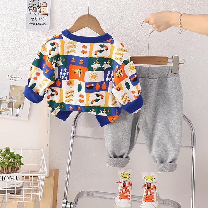 Boy's 100% Cotton Printed T-Shirt With Shorts Clothing Set